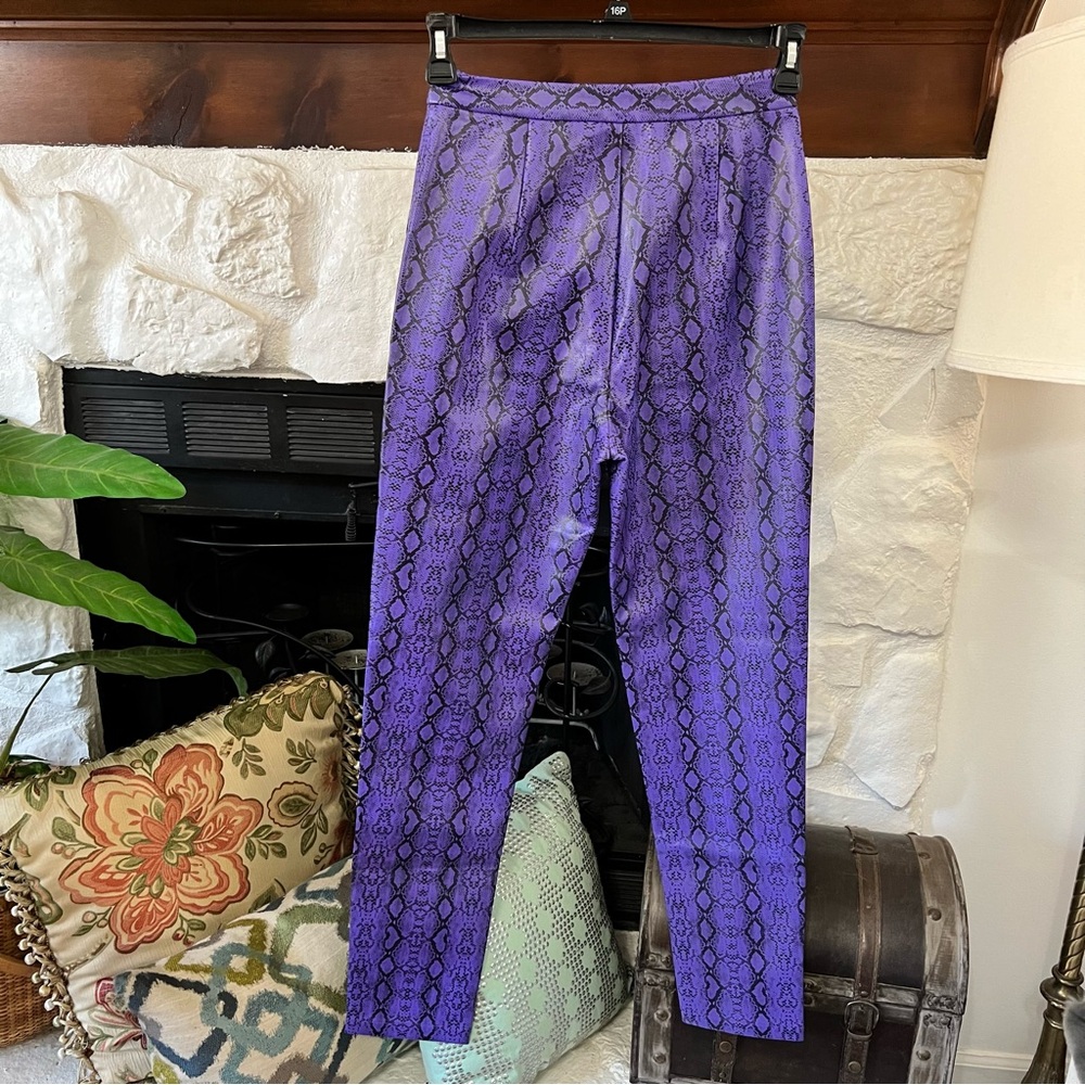 Nasty Gal Pants Vibrant Purple Snake Print Faux Leather Pants Size 4